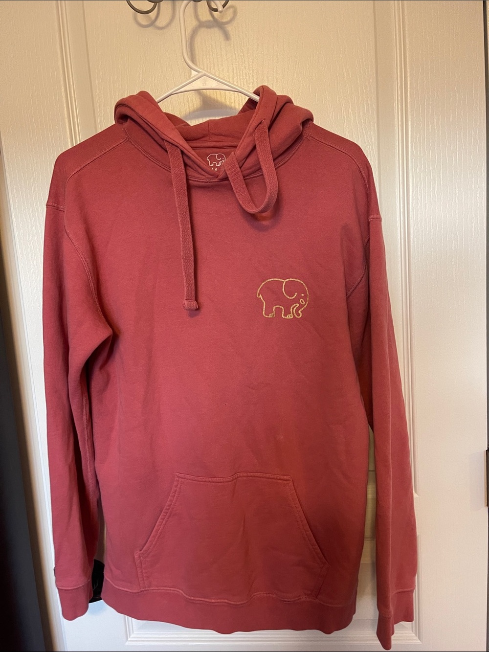 ivory ella pink pullover hoodie with embroidered elephant